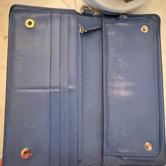 Authentic Gucci Blue Beige long wallet - Picture 13 of 14